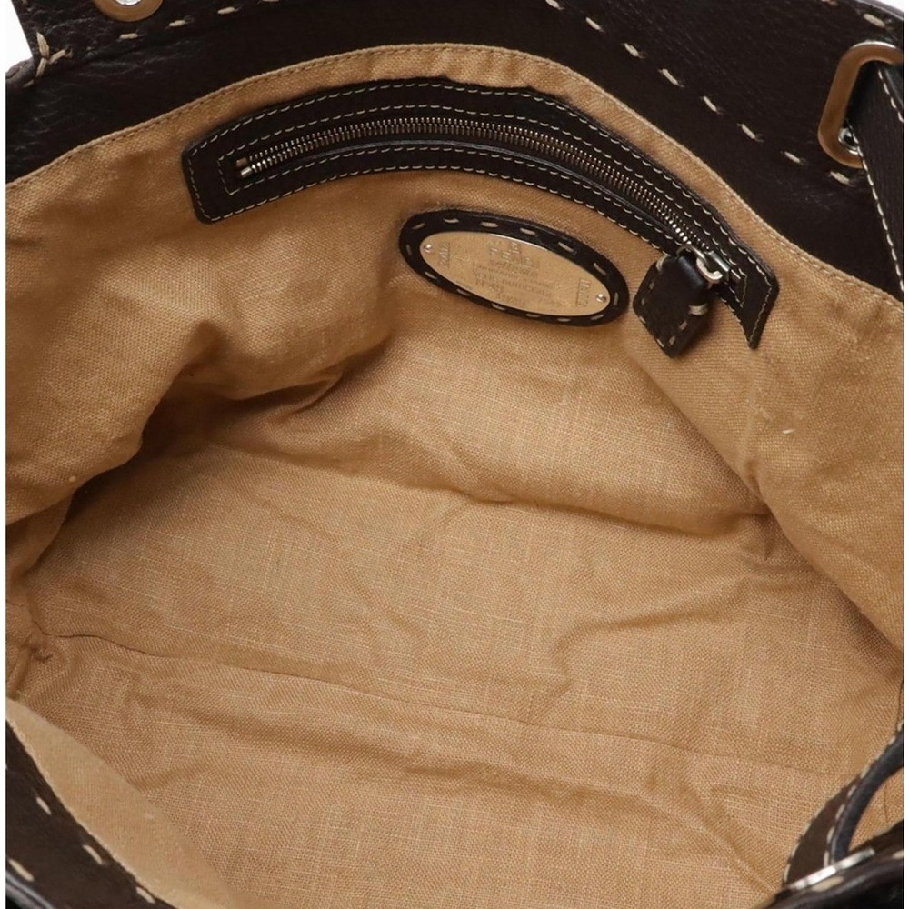 Fendi Selleria Villa Borghese Bag Womens Medium Brown Excellent Pebbled Leather - Picture 10 of 13